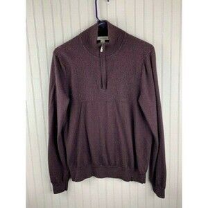 Calvin Klein Size M Mens Sweater Long Sleeve 1/4 Zip Deep Eggplant Purple Wool